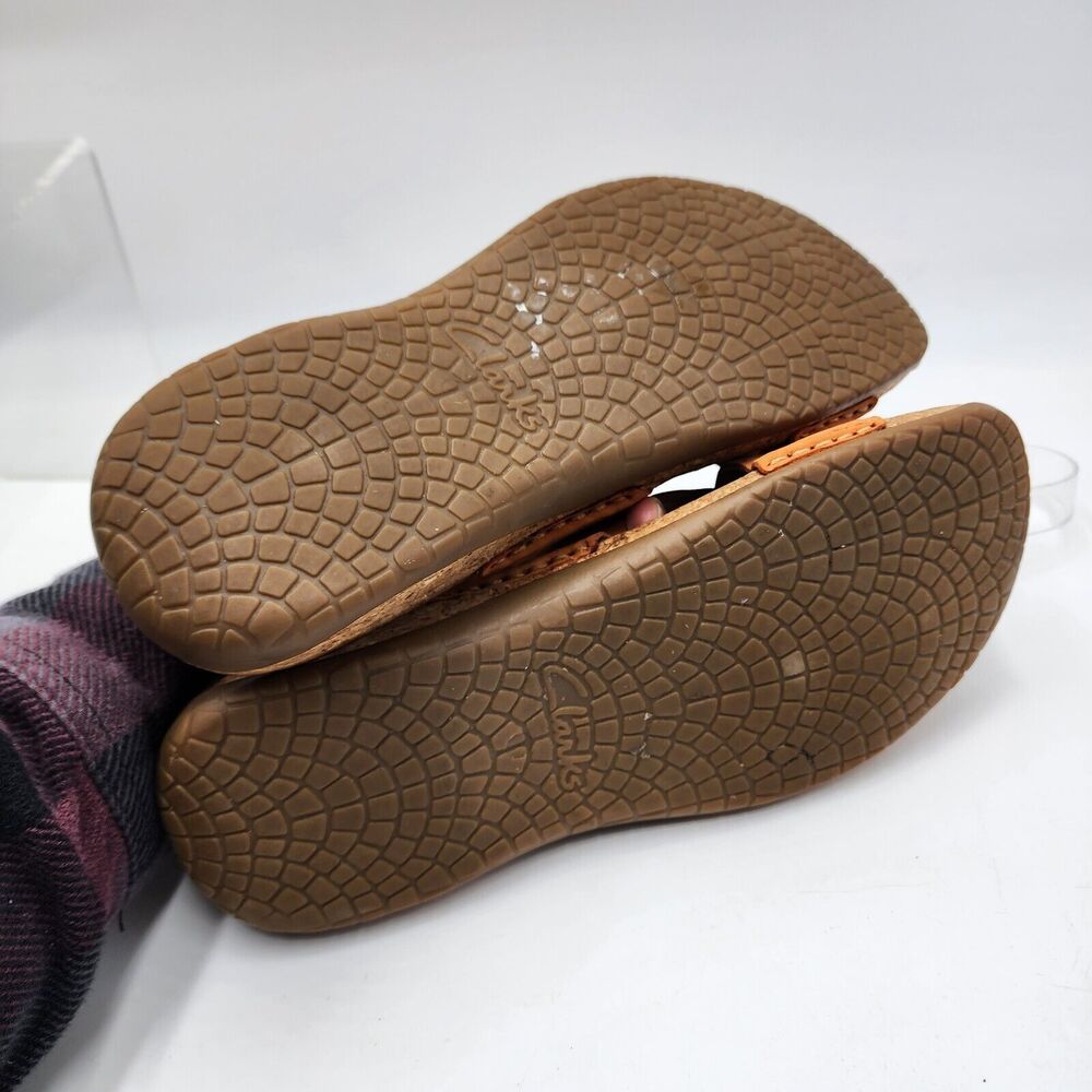 Clarks Nubuck Suede Leather Slip-On Sandals Flip Flop Orange 10M Womens Comfort - Picture 5 of 6